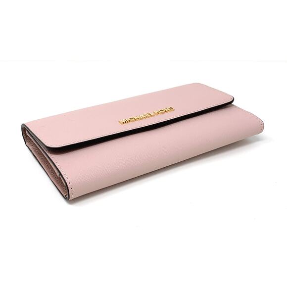 Michael Kors Handbags - NWT Michael Kors Jet Set Travel Large Trifold Wallet Blossom Pink Fawn